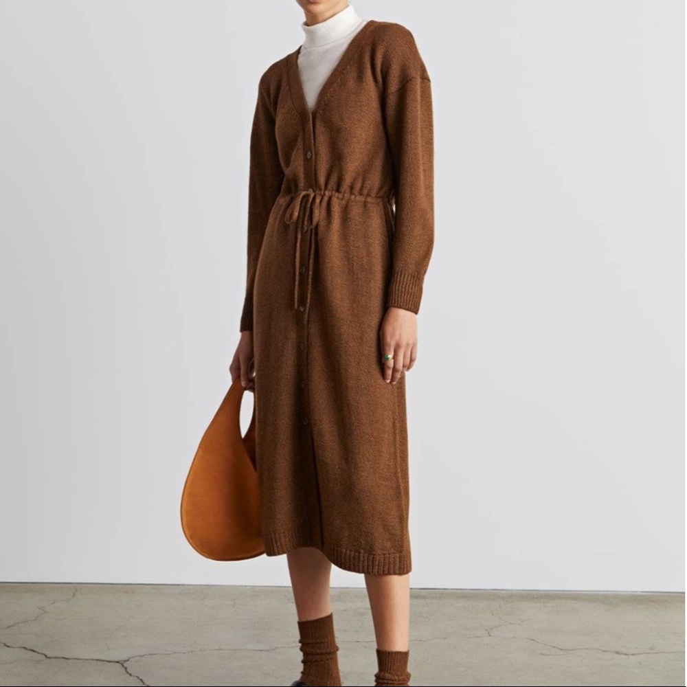 Shayna Wool Gathered Duster Sweater Dress w/ pockets - Who What Wear Collection